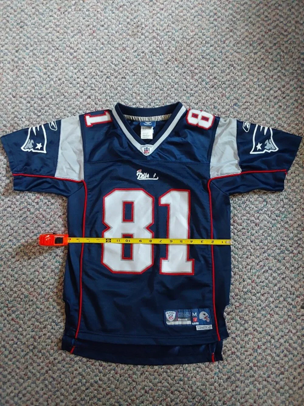 New England Patriots #81 Onfield Reebok NFL Equipment Jersey M (10-12)